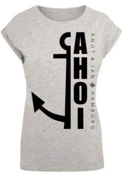 F4NT4STIC Plus Size Ahoi Anker Crop Knut & Jan Hamburg - T-Shirt Print - Heather Grey