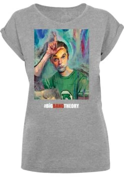 F4NT4STIC Extended Shoulder Shirt 'Big Bang Theory Sheldon Loser Painting' - T-Shirt Print - Heather Grey -Olivia 01e8a6a65e124f61a32d8ba63aeb808d