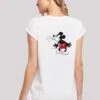F4NT4STIC Disney Mickey Mouse Tongue On Back With Extended Sh - T-Shirt Print - White -Olivia 02dc55b504904b8a959863474895415c