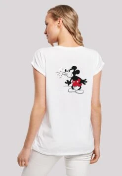 F4NT4STIC Disney Mickey Mouse Tongue On Back With Extended Sh - T-Shirt Print - White