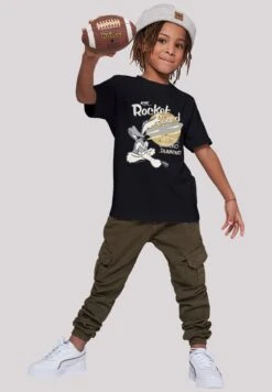 F4NT4STIC Looney Tunes Wile E Coyote Rocket Board Cartoon - T-Shirt Print - Black -Olivia 083bc5d487134316aa99eb078448dff5