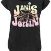 F4NT4STIC Janis Joplin Pastel Logo - T-Shirt Print - Schwarz