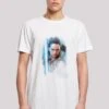 F4NT4STIC Long Cut Star Wars Last Jedi Rey Brushed - T-Shirt Print - White