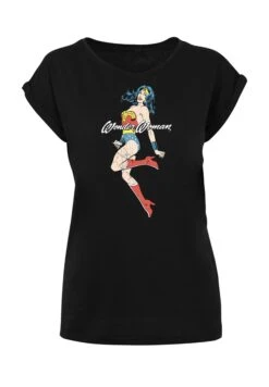F4NT4STIC Woman Jump With Extended Shoulder - T-Shirt Print - Black -Olivia 11fdd14927ef4ce79c4ebe122c8b3355
