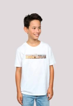 F4NT4STIC Star Wars The Mandalorian Logo - Premium Krieg Der Sterne Fan Me - T-Shirt Print - White