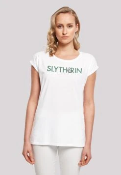 F4NT4STIC Harry Potter Slytherin Text - T-Shirt Print - White