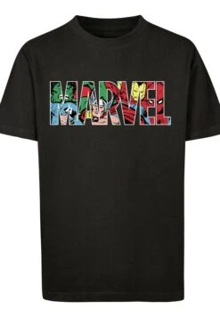 F4NT4STIC Marvel Avengers Logo Characters - T-Shirt Print - Black -Olivia 22909c55af81420cb9d82cbbd36f12ee