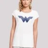 F4NT4STIC Dc Comics Woman Pattern Fill Logo - T-Shirt Print - White -Olivia 22cbf014ac2443ab92bdef36f81efb15