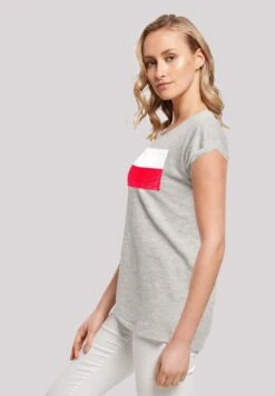 F4NT4STIC Poland Polen Flagge Distressed - T-Shirt Print - Heather Grey -Olivia 2755319c9dc74a27bc889a0e395b6a54