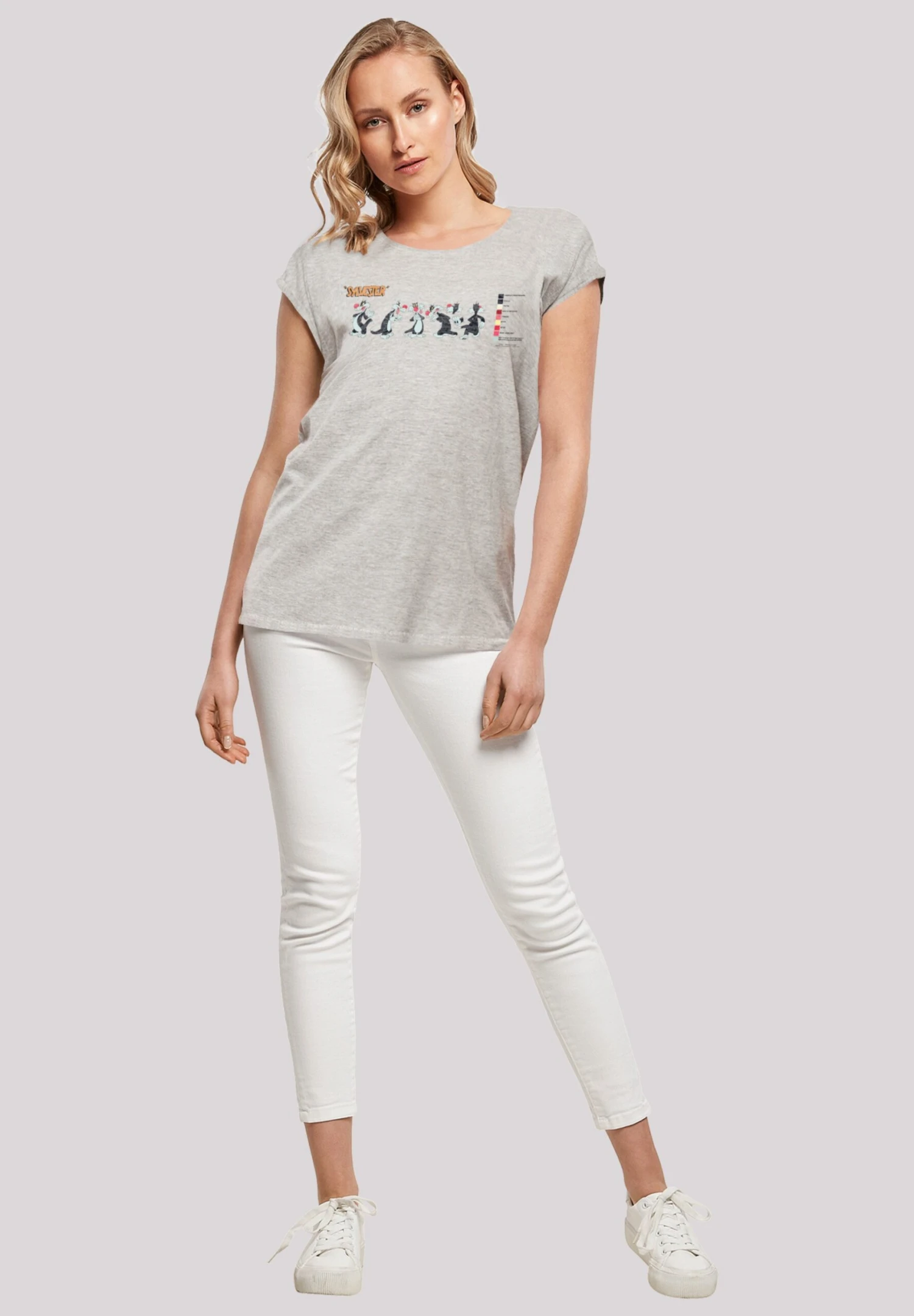 F4NT4STIC Looney Tunes Sylvester Colour Code - T-Shirt Print - Heather Grey 4 F4NT4STIC Looney Tunes Sylvester Colour Code - T-Shirt Print - Heather Grey - Afbeelding 2