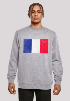 F4NT4STIC Frankreich Flagge Distressed - Sweater - Heather Grey