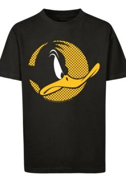 F4NT4STIC Looney Tunes Daffy Duck Dotted Cartoon Logo - T-Shirt Print - Black -Olivia 2939a71aec3149a98843a1d054702c5c