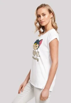 F4NT4STIC Extended Shoulder Tom And Jerry Tv Serie Nope Not Today - T-Shirt Print - White -Olivia 2ba6de12bd324f36b679aba20d3e87a1