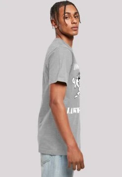 F4NT4STIC Looney Tunes Taz I Woke Up Like This - T-Shirt Print - Heather Grey -Olivia 321c65d58af64463be0e2d13ad4d91b4