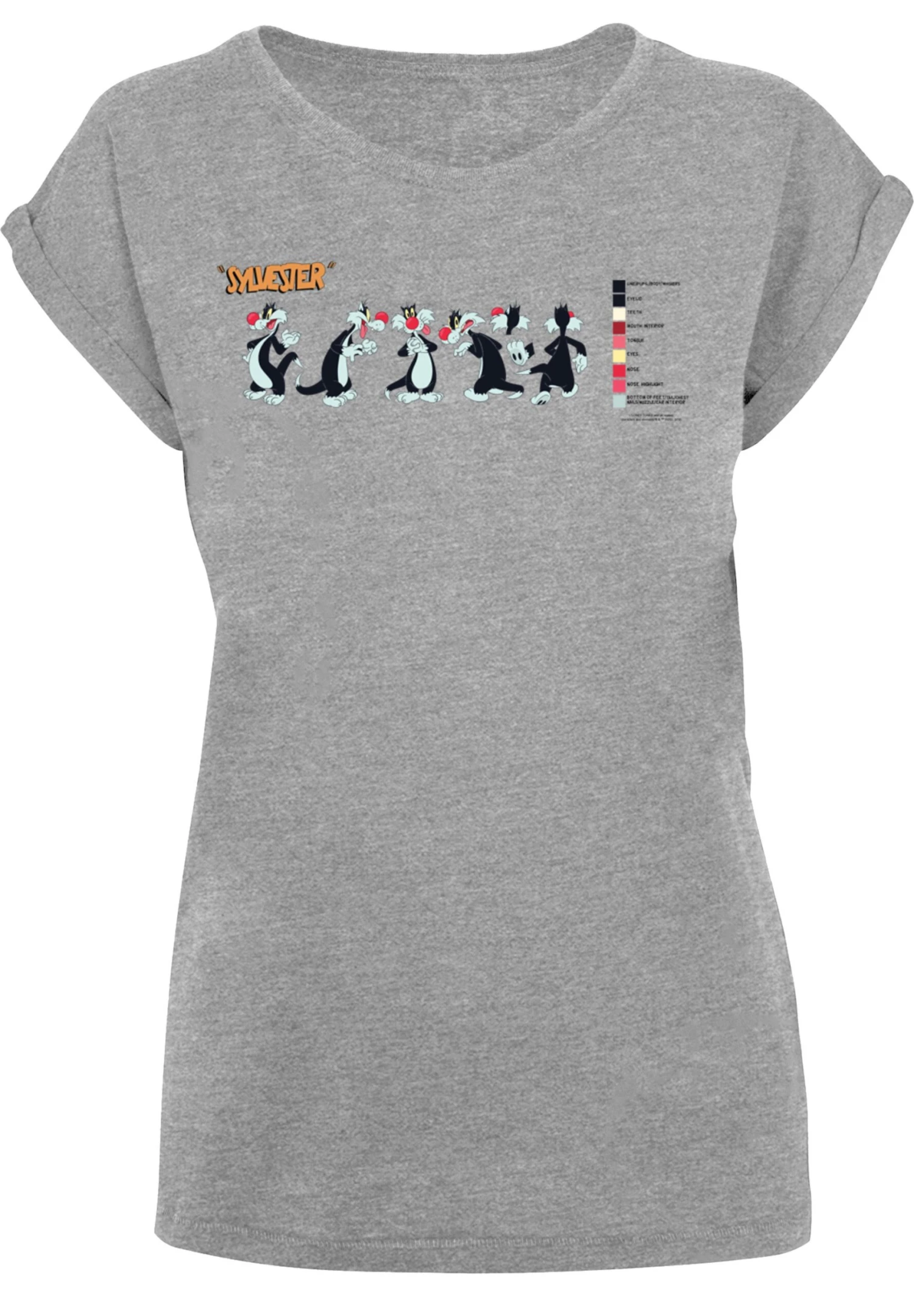 F4NT4STIC Looney Tunes Sylvester Colour Code - T-Shirt Print - Heather Grey 6 F4NT4STIC Looney Tunes Sylvester Colour Code - T-Shirt Print - Heather Grey - Afbeelding 4