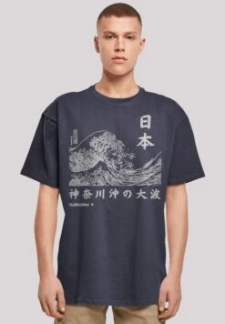 F4NT4STIC Kanagawa Welle Japan - T-Shirt Print - Navy