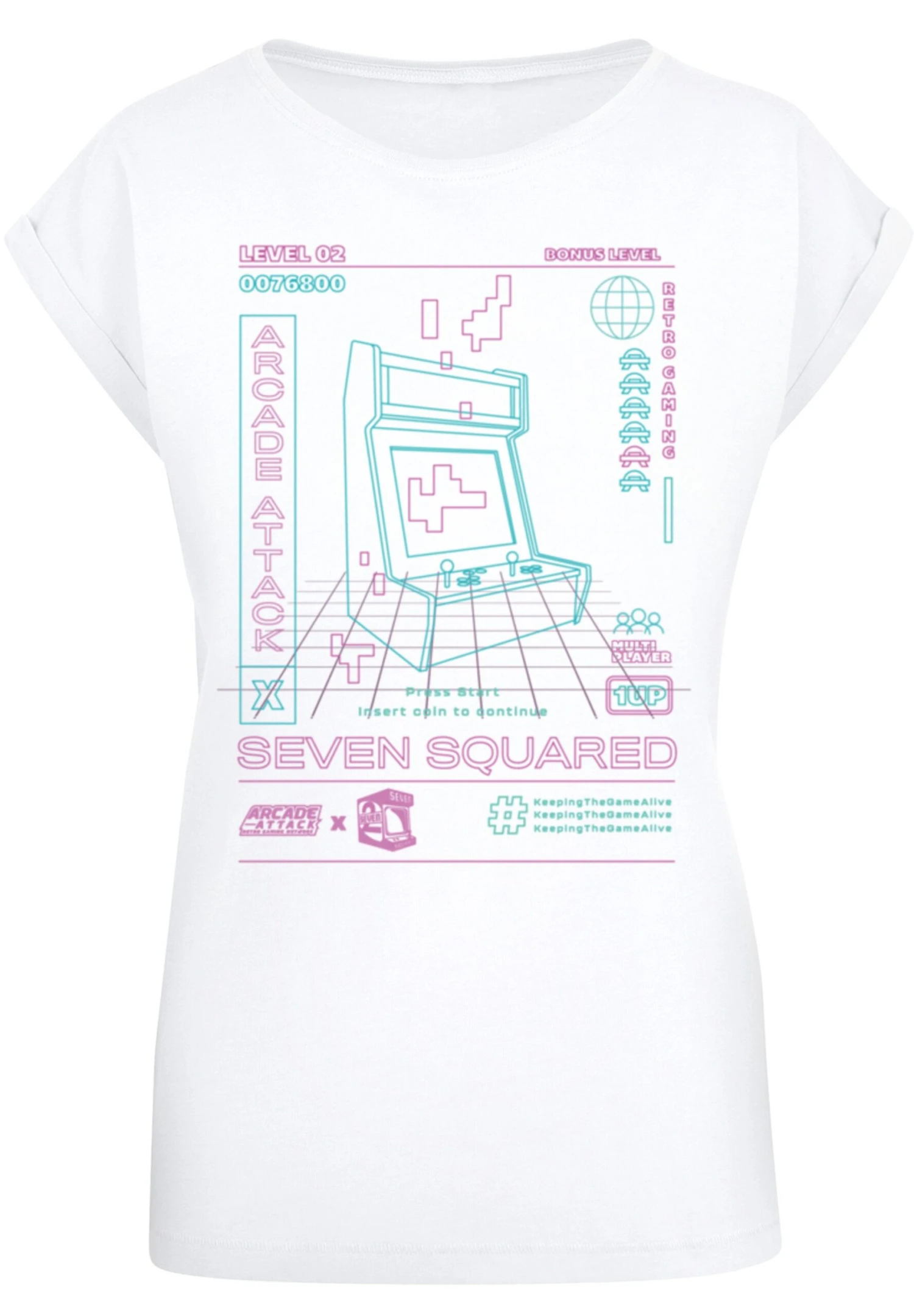 F4NT4STIC Retro Gaming Arcade Attack - T-Shirt Print - White 8 F4NT4STIC Retro Gaming Arcade Attack - T-Shirt Print - White - Afbeelding 6