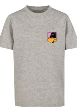 F4NT4STIC Looney Tunes Daffy Duck Face Faux Pocket - T-Shirt Print - Heather Grey -Olivia 44b1715c73cb423da89a1869aa9eea93