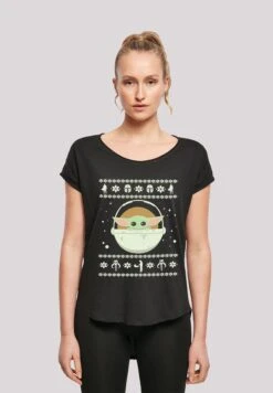 F4NT4STIC Star Wars The Mandalorian Baby Yoda Weihnachten Krieg- T-Shirt Print - Black