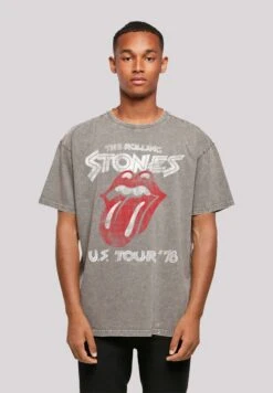 F4NT4STIC The Rolling Stones Us Tour78 - T-Shirt Print - Asphalt