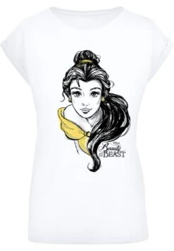 F4NT4STIC Extended Shoulder Disney Die Schöne Und Das Biest Belle- T-Shirt Print - White -Olivia 525f0a422d7a437bb2d153f76f37b4e0