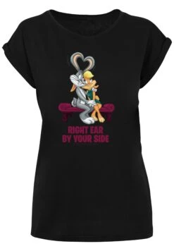 F4NT4STIC Looney Tunes Bugs And Lola Valentine S Cuddle - T-Shirt Print - Black -Olivia 54be5d506591440abf1ae127528384a1