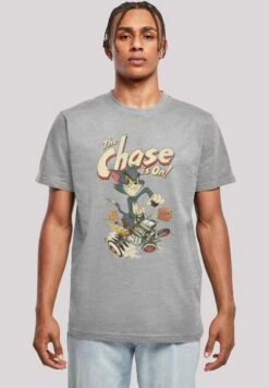 F4NT4STIC Tom Und Jerry The Chase Is On - T-Shirt Print - Heather Grey