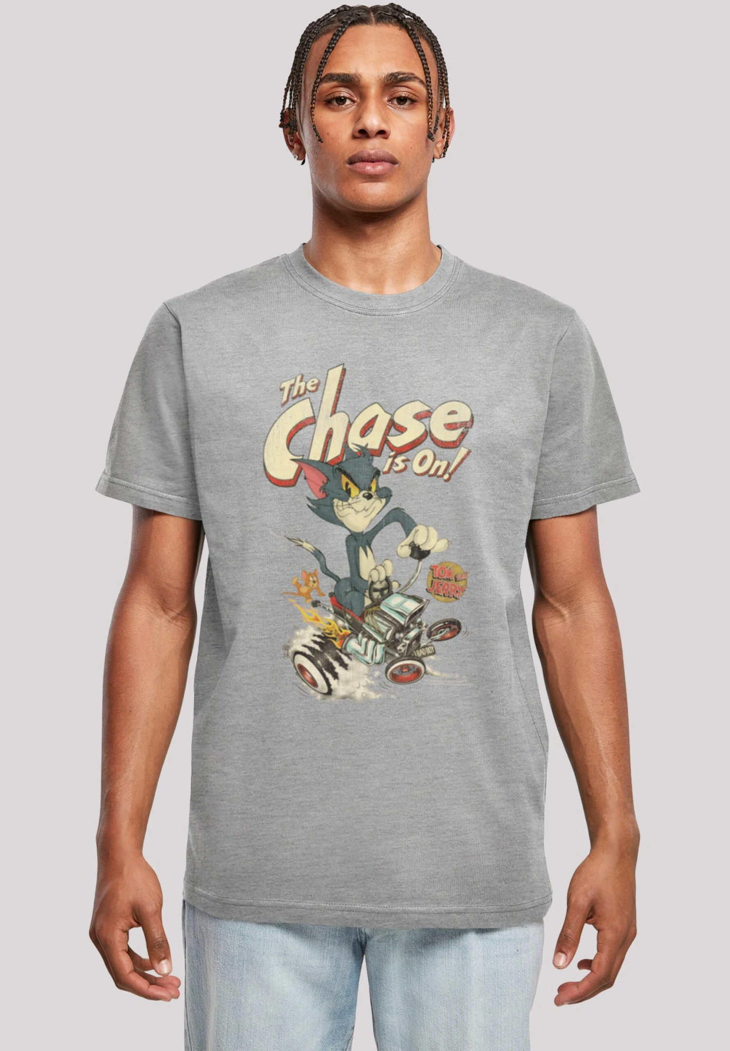 F4NT4STIC Tom Und Jerry The Chase Is On - T-Shirt Print - Heather Grey 3 F4NT4STIC Tom Und Jerry The Chase Is On - T-Shirt Print - Heather Grey
