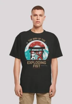 F4NT4STIC Retro Gaming Way Of The Exploding Fist Christmas Design - T-Shirt Print - Black