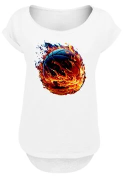 F4NT4STIC Basketball On Fire Sport Long- T-Shirt Print - Weiß -Olivia 5b49ba49fa42488abd62e90570bfcf75