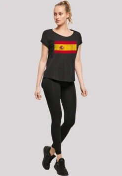 F4NT4STIC Spanien Flagge Distressed - T-Shirt Print - Schwarz -Olivia 5c5c53006a634645bad7662443916599