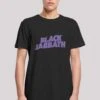 F4NT4STIC Black Sabbath Heavy Metal Band Wavy Logo- T-Shirt Print - Black