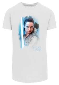 F4NT4STIC Long Cut Star Wars Last Jedi Rey Brushed - T-Shirt Print - White -Olivia 65a281466db4474daacc5807a4c65d28