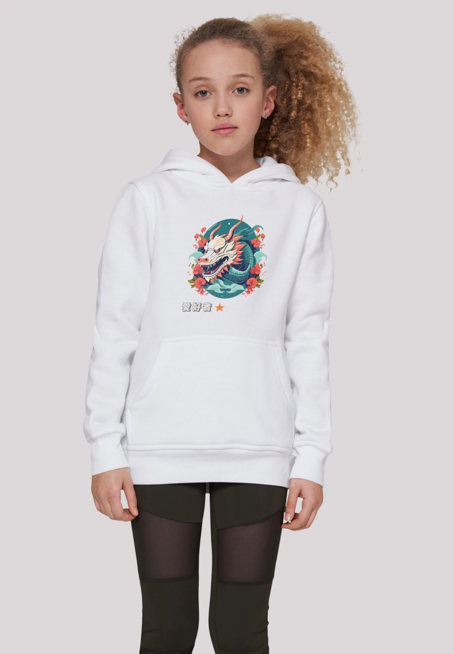 F4NT4STIC Drache Mit Blumen - Hoodie - Weiß 4 F4NT4STIC Drache Mit Blumen - Hoodie - Weiß - Afbeelding 2