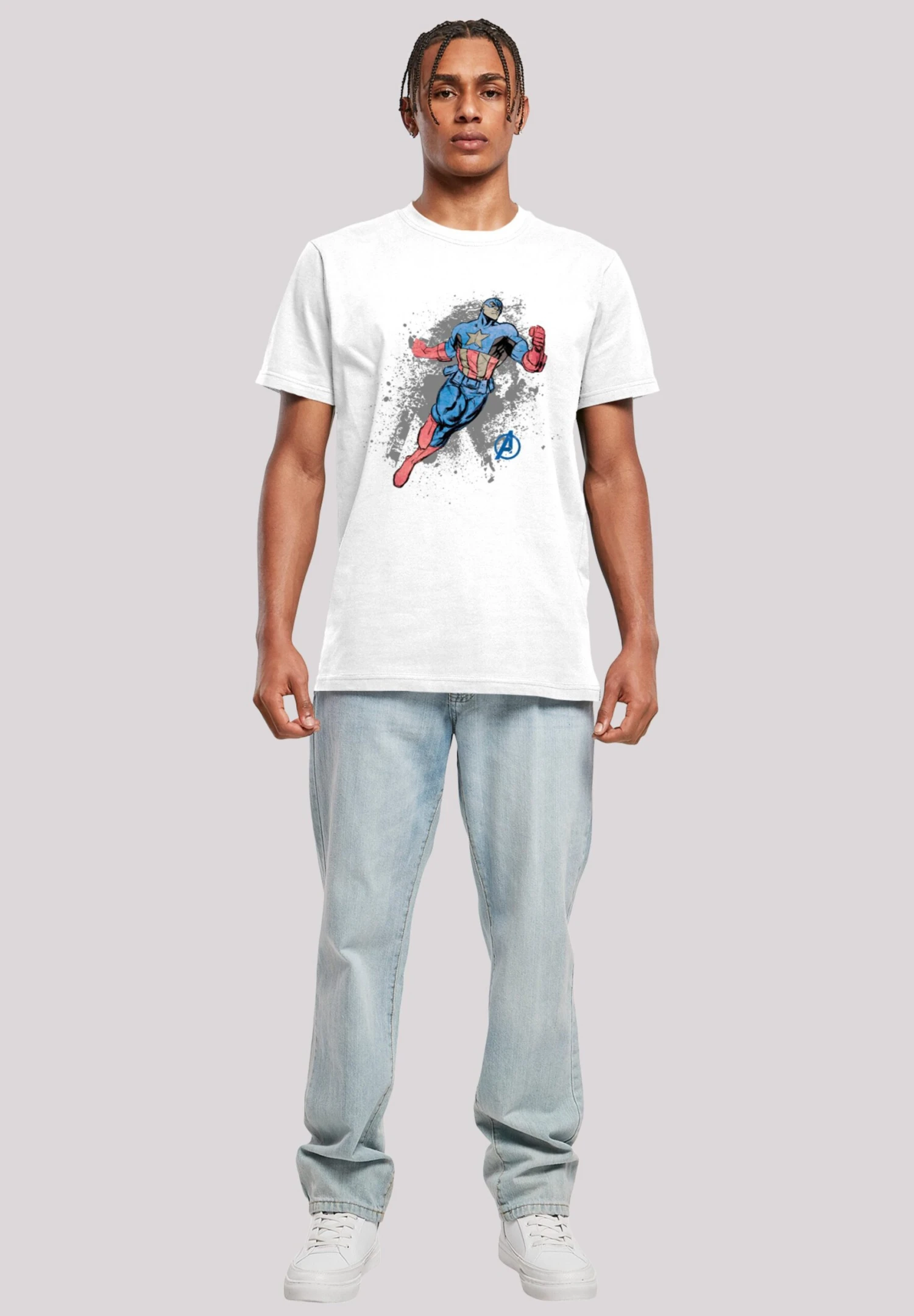 F4NT4STIC Marvel Avengers Captain America Splash - T-Shirt Print - White 4 F4NT4STIC Marvel Avengers Captain America Splash - T-Shirt Print - White - Afbeelding 2