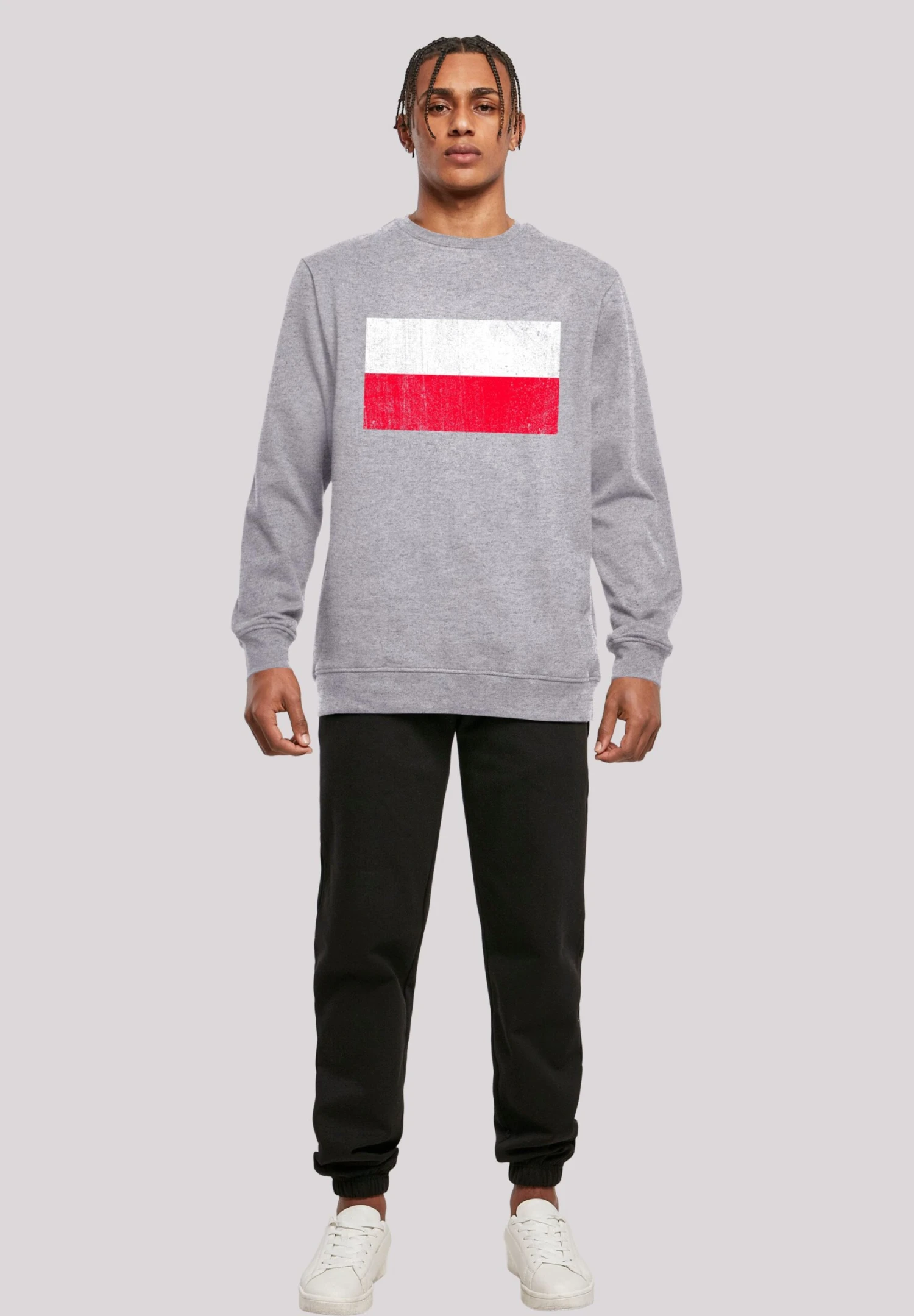 F4NT4STIC Poland Polen Flagge Distressed - Sweater - Heather Grey 4 F4NT4STIC Poland Polen Flagge Distressed - Sweater - Heather Grey - Afbeelding 2
