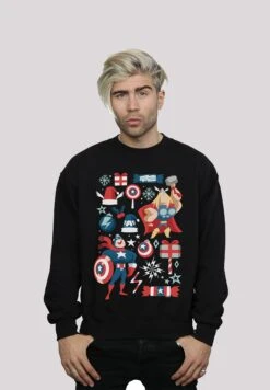 F4NT4STIC Marvel Thor And Captain America Weihnachten - Premium Superhelde - Sweater - Black