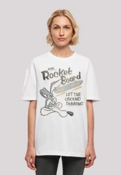 F4NT4STIC Looney Tunes Trickfilm Serie Cartoon Wile E Coyote Rocket Board - T-Shirt Print - White