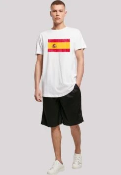 F4NT4STIC Spain Spanien Flagge Distressed - T-Shirt Print - Weiß -Olivia 7c201f9ed05c4d448a6d55a39b6fc3e3
