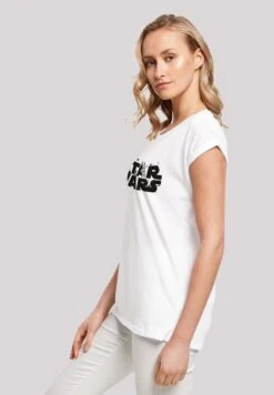 F4NT4STIC Extended Shoulder Star Wars Minimalist Logo - T-Shirt Print - White -Olivia 7c45ed2eaee54fe6894ac38a8fc2060f
