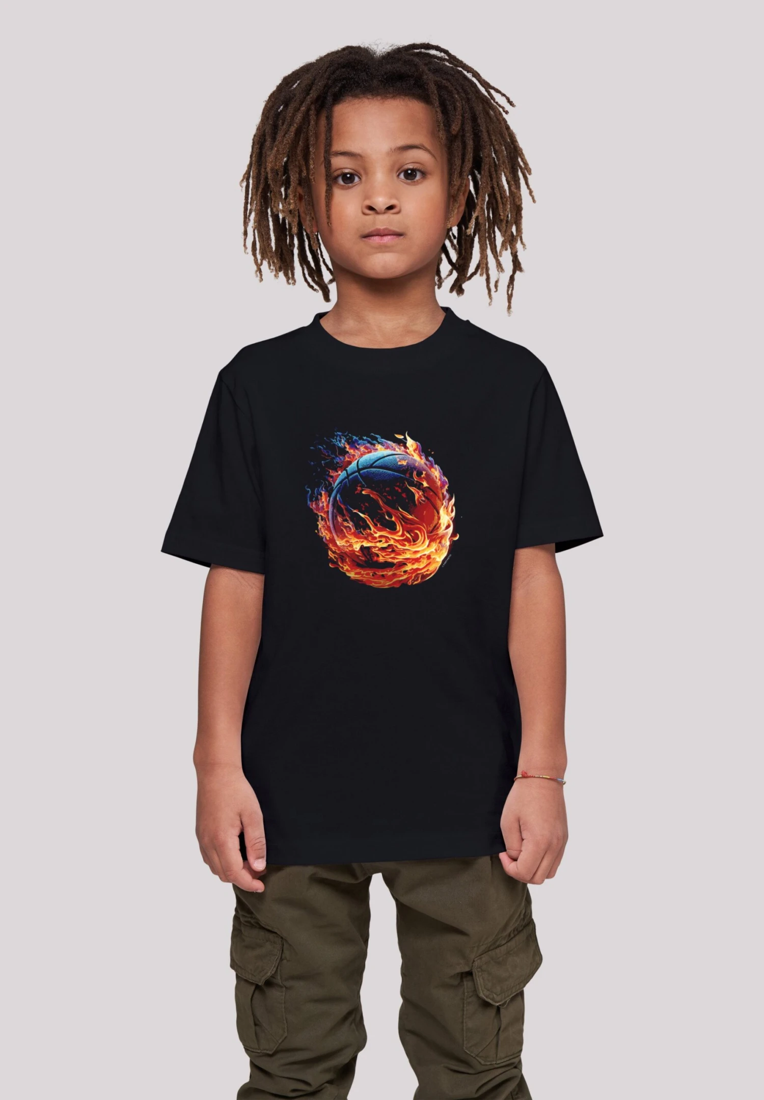 F4NT4STIC Basketball On Fire Unisex - T-Shirt Print - Schwarz 4 F4NT4STIC Basketball On Fire Unisex - T-Shirt Print - Schwarz - Afbeelding 2