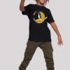 F4NT4STIC Looney Tunes Daffy Duck Dotted Cartoon Logo - T-Shirt Print - Black