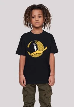 F4NT4STIC Looney Tunes Daffy Duck Dotted Cartoon Logo - T-Shirt Print - Black -Olivia 7dfaf86447ec4ed7988279c70a7694fa