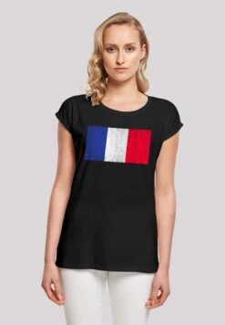 F4NT4STIC Frankreich Flagge Distressed - T-Shirt Print - Schwarz