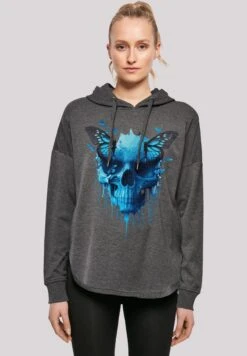 F4NT4STIC Totenkopf Mit Schmetterling - Sweater - Charcoal