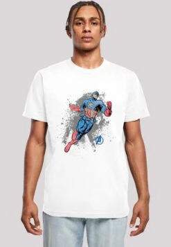 F4NT4STIC Marvel Avengers Captain America Splash - T-Shirt Print - White