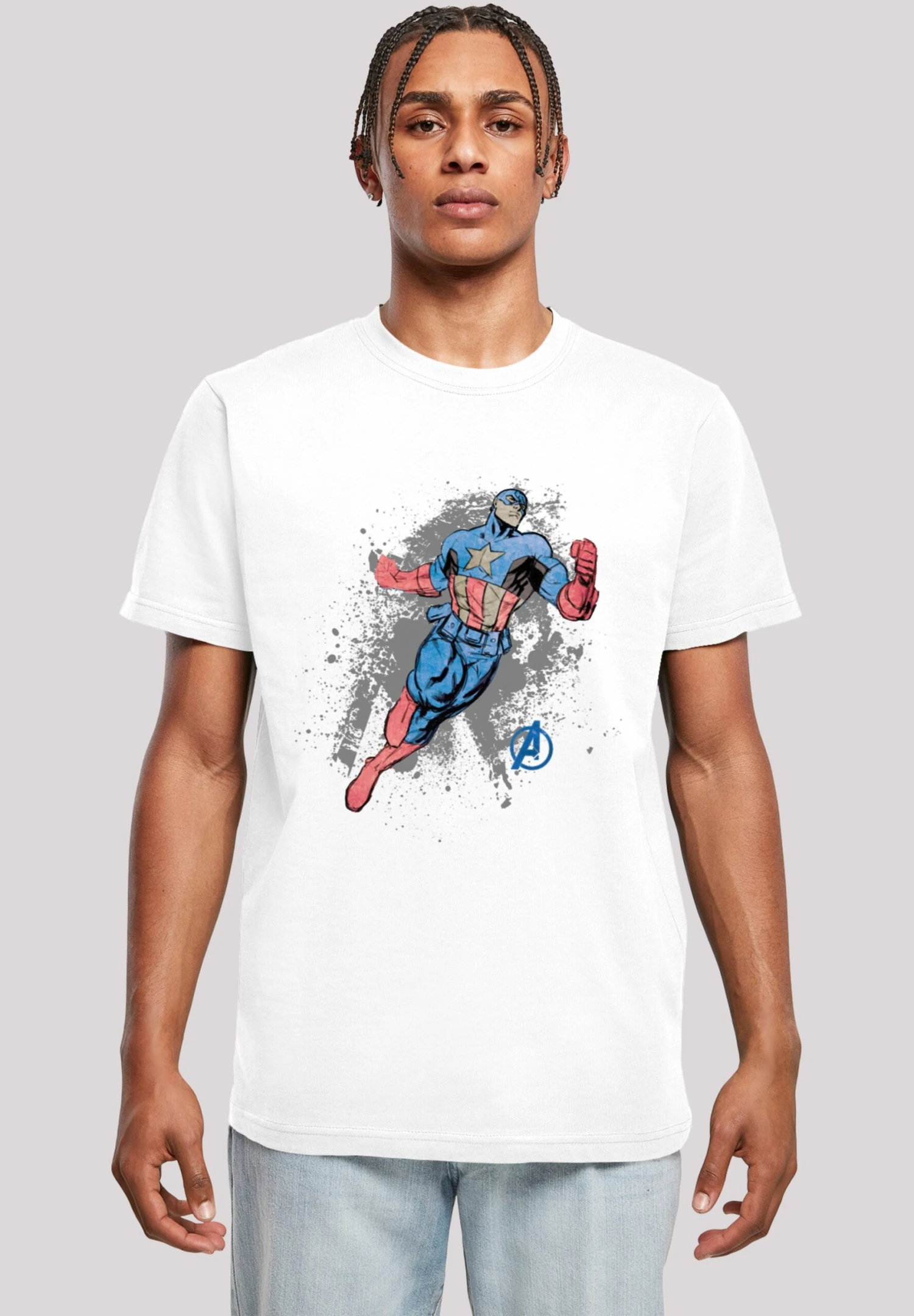 F4NT4STIC Marvel Avengers Captain America Splash - T-Shirt Print - White 3 F4NT4STIC Marvel Avengers Captain America Splash - T-Shirt Print - White