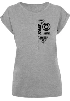 F4NT4STIC Dc Comics Justice League Chest Icons - T-Shirt Print - Heather Grey -Olivia 87e6f1636656424ca1f8c3199e3af6e0