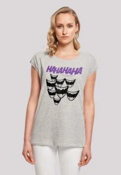 F4NT4STIC Dc Comis Superhelden Batman Joker Smile - T-Shirt Print - Heather Grey