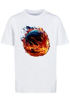 F4NT4STIC Basketball On Fire Unisex - T-Shirt Print - Weiß -Olivia 8f48b5d93c874b70b5ed75f2ecf1f588
